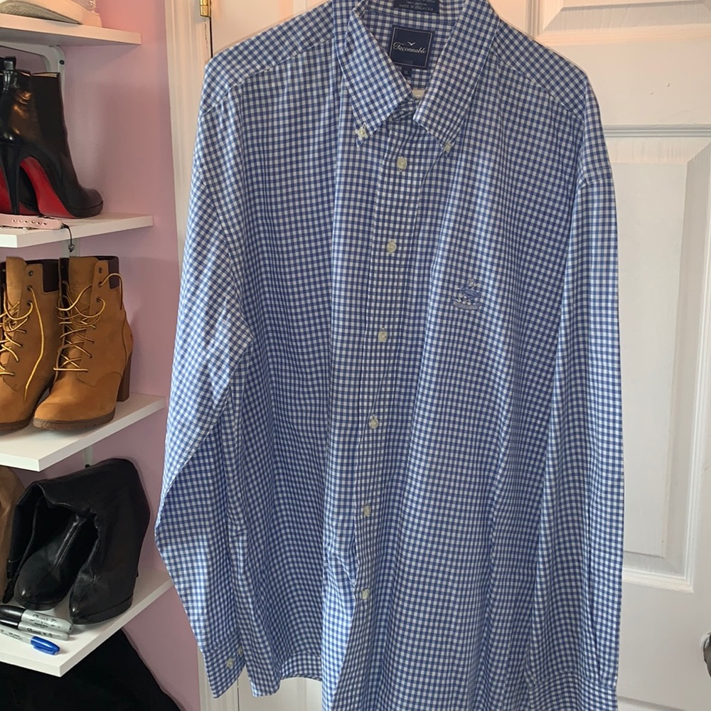 Men’s faconbable checkered button down shirt